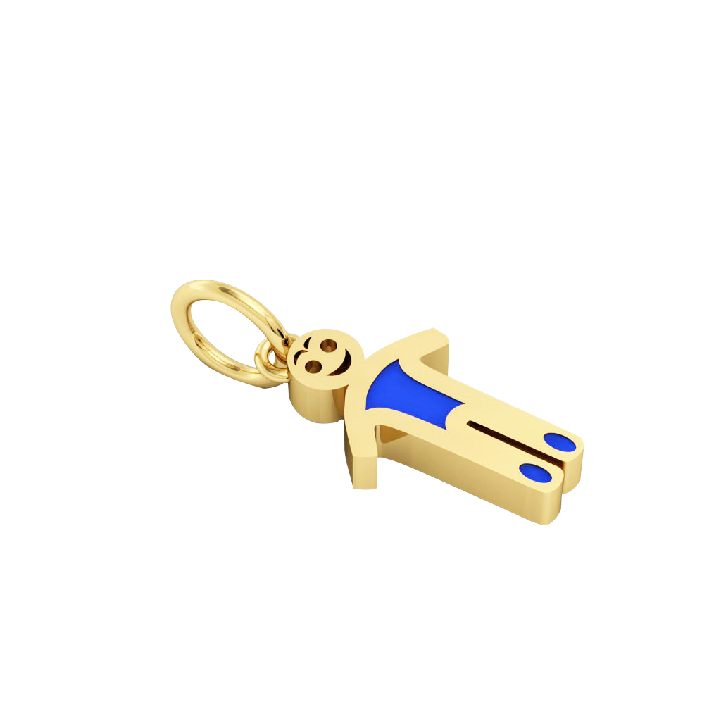 baby boy pendant, made of 925 sterling silver / 18k gold finish with blue enamel