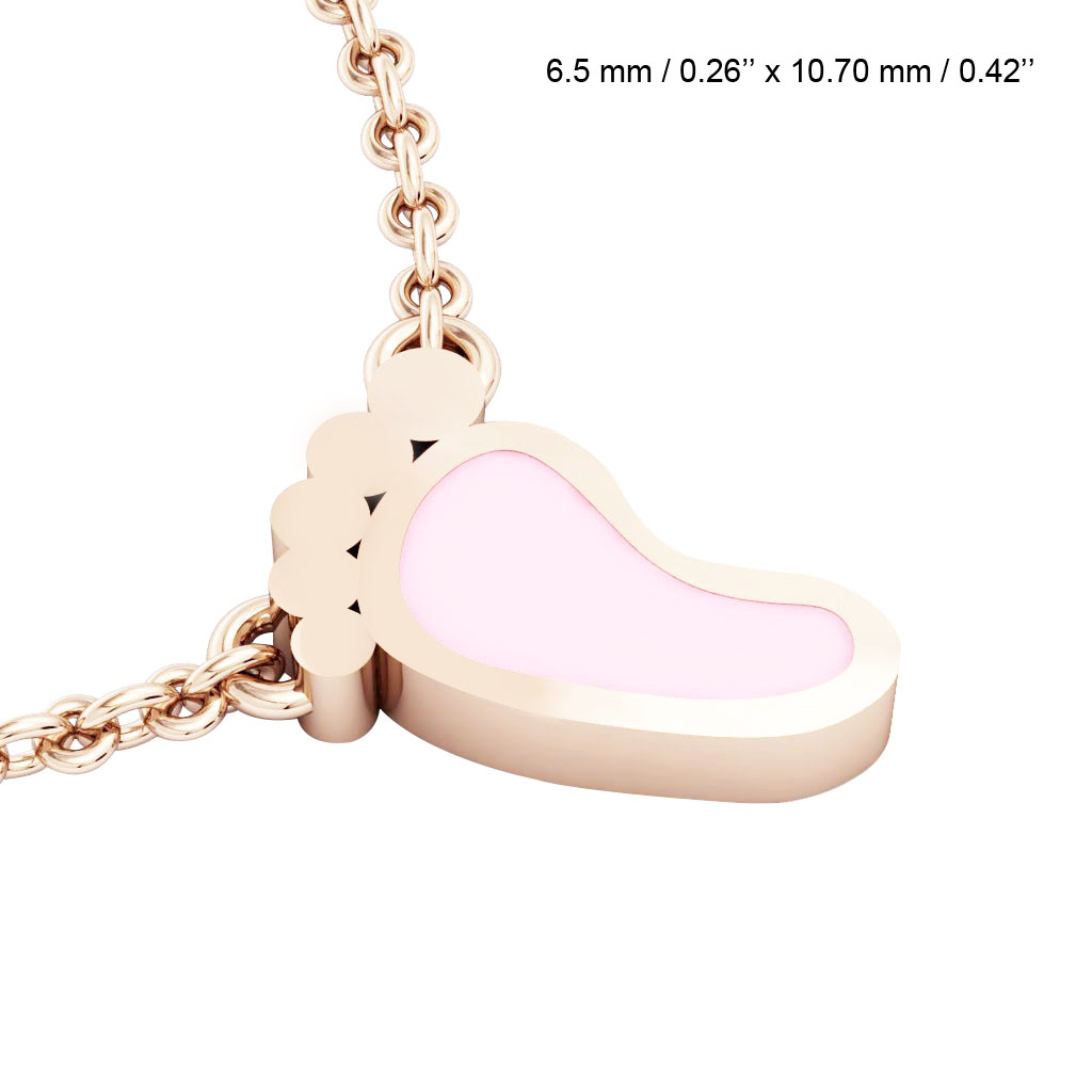 baby foot necklace, made of 925 sterling silver / 18k rose gold with pink enamel