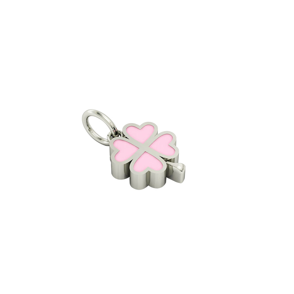 quatrefoil pendant, made of 925 sterling silver / 18k white gold finish with pink enamel