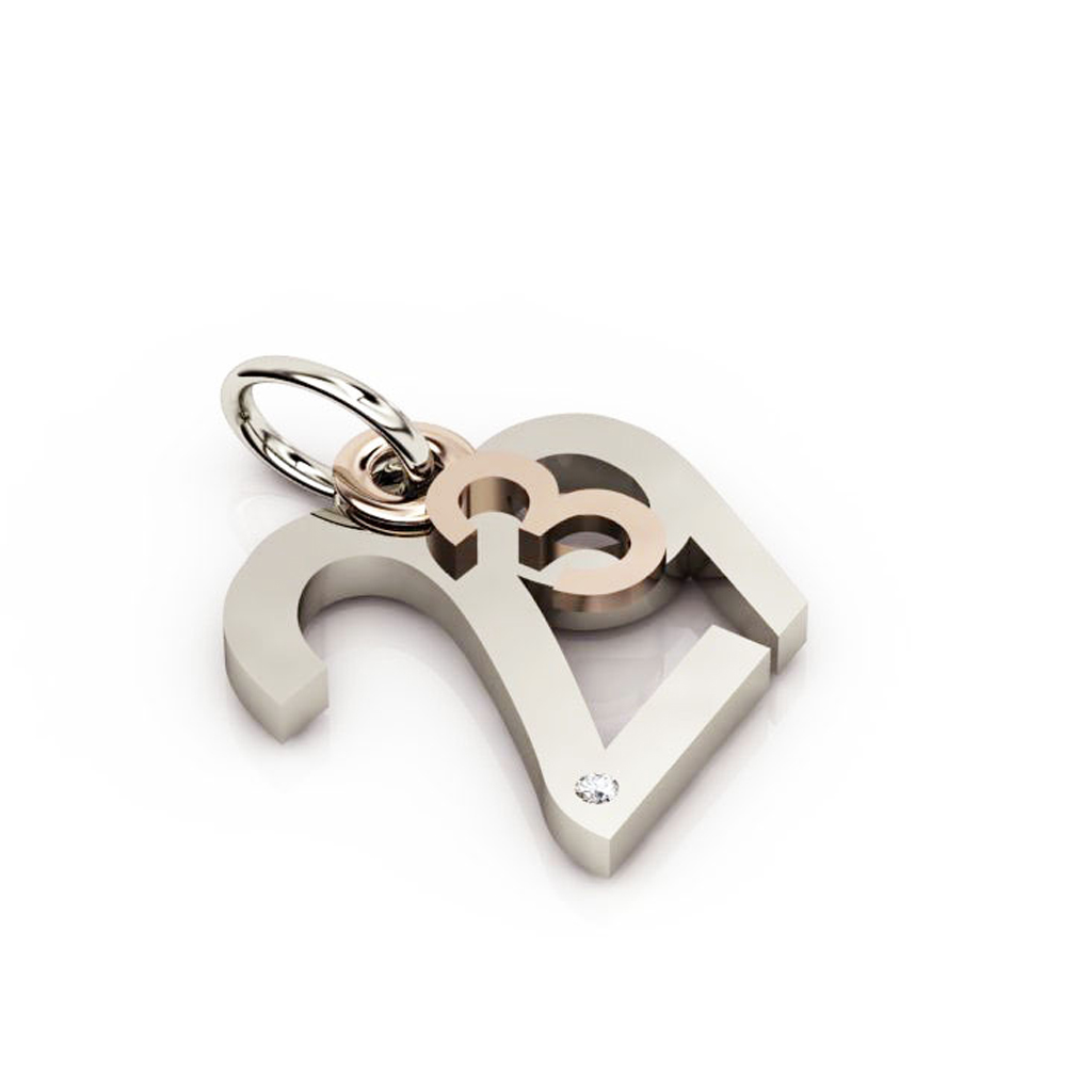 date pendant March 29th made of 925 sterling silver, set with a brilliant diamond of 0,005 ct / 23