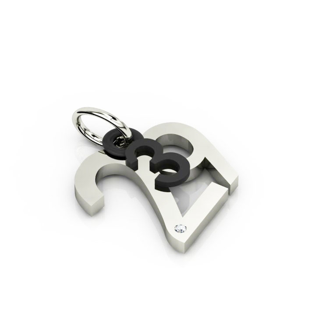 date pendant March 29th made of 925 sterling silver, set with a brilliant diamond of 0,005 ct / 24