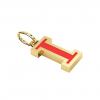 Alphabet Capital Initial Letter I Pendant, made of 925 sterling silver / 18k gold finish with red enamel