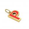 Alphabet Capital Initial Letter P Pendant, made of 925 sterling silver / 18k gold finish with red enamel