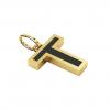 Alphabet Capital Initial Letter T Pendant, made of 925 sterling silver / 18k gold finish with black enamel