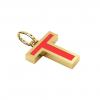 Alphabet Capital Initial Letter T Pendant, made of 925 sterling silver / 18k gold finish with red enamel