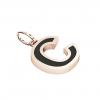Alphabet Capital Initial Letter C Pendant, made of 925 sterling silver / 18k rose gold finish with black enamel