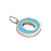 Alphabet Capital Initial Letter O Pendant, made of 925 sterling silver / 18k rose gold finish with turquoise enamel