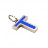Alphabet Capital Initial Letter T Pendant, made of 925 sterling silver / 18k rose gold finish with blue enamel