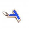 Alphabet Capital Initial Letter Y Pendant, made of 925 sterling silver / 18k rose gold finish with blue enamel