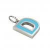 Alphabet Capital Initial Letter D Pendant, made of 925 sterling silver / 18k white gold finish with turquoise enamel