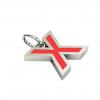 Alphabet Capital Initial Letter X Pendant, made of 925 sterling silver / 18k white gold finish with red enamel