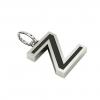 Alphabet Capital Initial Letter Z Pendant, made of 925 sterling silver / 18k white gold finish with black enamel