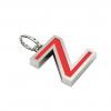 Alphabet Capital Initial Letter Z Pendant, made of 925 sterling silver / 18k white gold finish with red enamel
