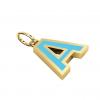 Alphabet Capital Initial Greek Letter Α Pendant, made of 925 sterling silver / 18k gold finish with turquoise enamel