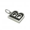 Alphabet Capital Initial Greek Letter Β Pendant, made of 925 sterling silver / 18k white gold finish with black enamel