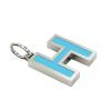 Alphabet Capital Initial Greek Letter Η Pendant, made of 925 sterling silver / 18k white gold finish with turquoise enamel