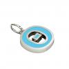 Alphabet Capital Initial Greek Letter Θ Pendant, made of 925 sterling silver / 18k white gold finish with turquoise enamel