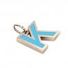 Alphabet Capital Initial Greek Letter Κ Pendant, made of 925 sterling silver / 18k rose gold finish with turquoise enamel