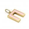Alphabet Capital Initial Greek Letter Π Pendant, made of 925 sterling silver / 18k gold finish with pink enamel