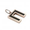 Alphabet Capital Initial Greek Letter Π Pendant, made of 925 sterling silver / 18k rose gold finish with black enamel