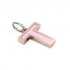 Alphabet Capital Initial Greek Letter Τ Pendant, made of 925 sterling silver / 18k rose gold finish with pink enamel