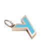 Alphabet Capital Initial Greek Letter Υ Pendant, made of 925 sterling silver / 18k rose gold finish with turquoise enamel