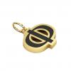 Alphabet Capital Initial Greek Letter Φ Pendant, made of 925 sterling silver / 18k gold finish with black enamel