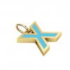Alphabet Capital Initial Greek Letter Χ Pendant, made of 925 sterling silver / 18k gold finish with turquoise enamel