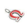 Alphabet Capital Initial Greek Letter Ω Pendant, made of 925 sterling silver / 18k white gold finish with red enamel