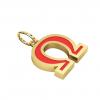 Alphabet Capital Initial Greek Letter Ω Pendant, made of 925 sterling silver / 18k gold finish with red enamel