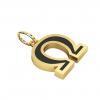 Alphabet Capital Initial Greek Letter Ω Pendant, made of 925 sterling silver / 18k gold finish with black enamel