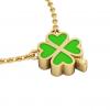 Quatrefoil, Good Luck Necklace, made of 925 sterling silver / 18k gold finish with green enamel