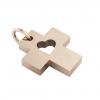 little cross with internal heart, made of 925 sterling silver / 18k rose gold finish