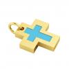 Little Cross with an internal enamel Cross, made of 925 sterling silver / 18k gold finish with turquoise enamel