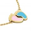 baby feet necklace, made of 925 sterling silver / 18k gold with pink and turquoise enamel