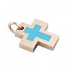 Little Cross with an internal enamel Cross, made of 925 sterling silver / 18k rose gold finish with turquoise enamel