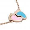 baby feet necklace, made of 925 sterling silver / 18k rose gold with pink and turquoise enamel