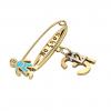 baby safety pin, boy – να ζηση – December 31st, made of 18k gold vermeil on 925 sterling silver with turquoise enamel