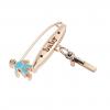 baby safety pin, boy – baby – January 1st, made of 18k rose gold vermeil on 925 sterling silver with turquoise  enamel