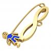 baby safety pin, boy – infinity, made of 18k gold vermeil on 925 sterling silver with blue enamel