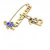 baby safety pin, boy – newborn – August 13th, made of 18k yellow gold vermeil on 925 sterling silver with blue enamel