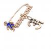 baby safety pin, boy – newborn – December 31st, made of 18k rose gold vermeil on 925 sterling silver with blue enamel