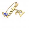 baby safety pin, boy – newborn – February 22nd, made of 18k yellow gold vermeil on 925 sterling silver with blue enamel