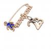 baby safety pin, boy – newborn – September 23rd, made of 18k rose gold vermeil on 925 sterling silver with blue enamel