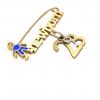 baby safety pin, boy – newborn – September 23rd, made of 18k yellow gold vermeil on 925 sterling silver with blue enamel
