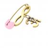 baby safety pin, classic clasp – December  31st, made of 18k gold vermeil on 925 sterling silver with pink enamel