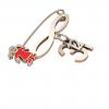 baby safety pin, girl – baby – December 31st, made of 18k rose gold vermeil on 925 sterling silver with red enamel