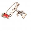 baby safety pin, girl – newborn – April 27th, made of 18k rose gold vermeil on 925 sterling silver with red enamel