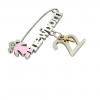 baby safety pin, girl – newborn – January 22nd, made of 18k white gold vermeil on 925 sterling silver with pink enamel