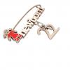 baby safety pin, girl – newborn – January 22nd, made of 18k rose gold vermeil on 925 sterling silver with red enamel